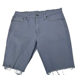 Levis 511 Cut Off Denim Shorts Mens 36 Blue Grey Slim Fit Frayed Hem Jorts
